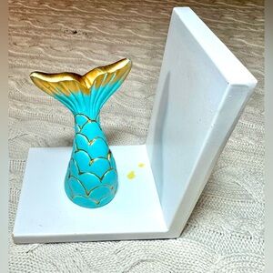 Mermaid Tail Bookend in Blue and Gold #1097